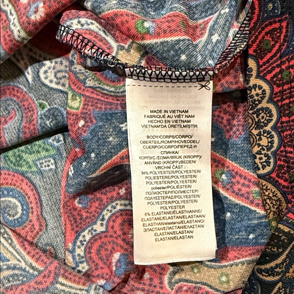 Ralph Lauren Blouse Multicolor Paisley Print Stretch Tee Double Extra Large - Picture 3 of 11